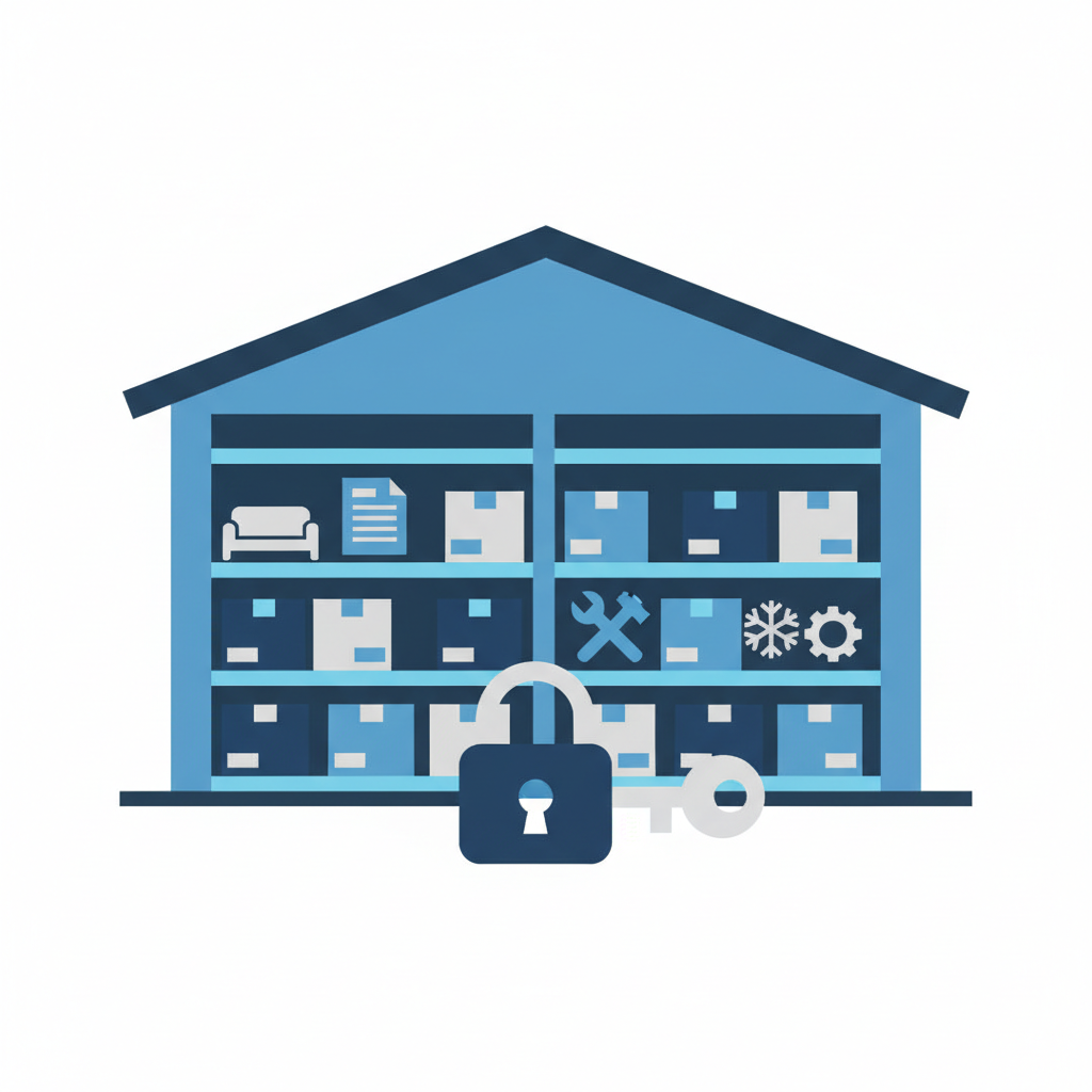 Serviço de armazenamento com espaço seguro para produtos, móveis, equipamentos e documentos